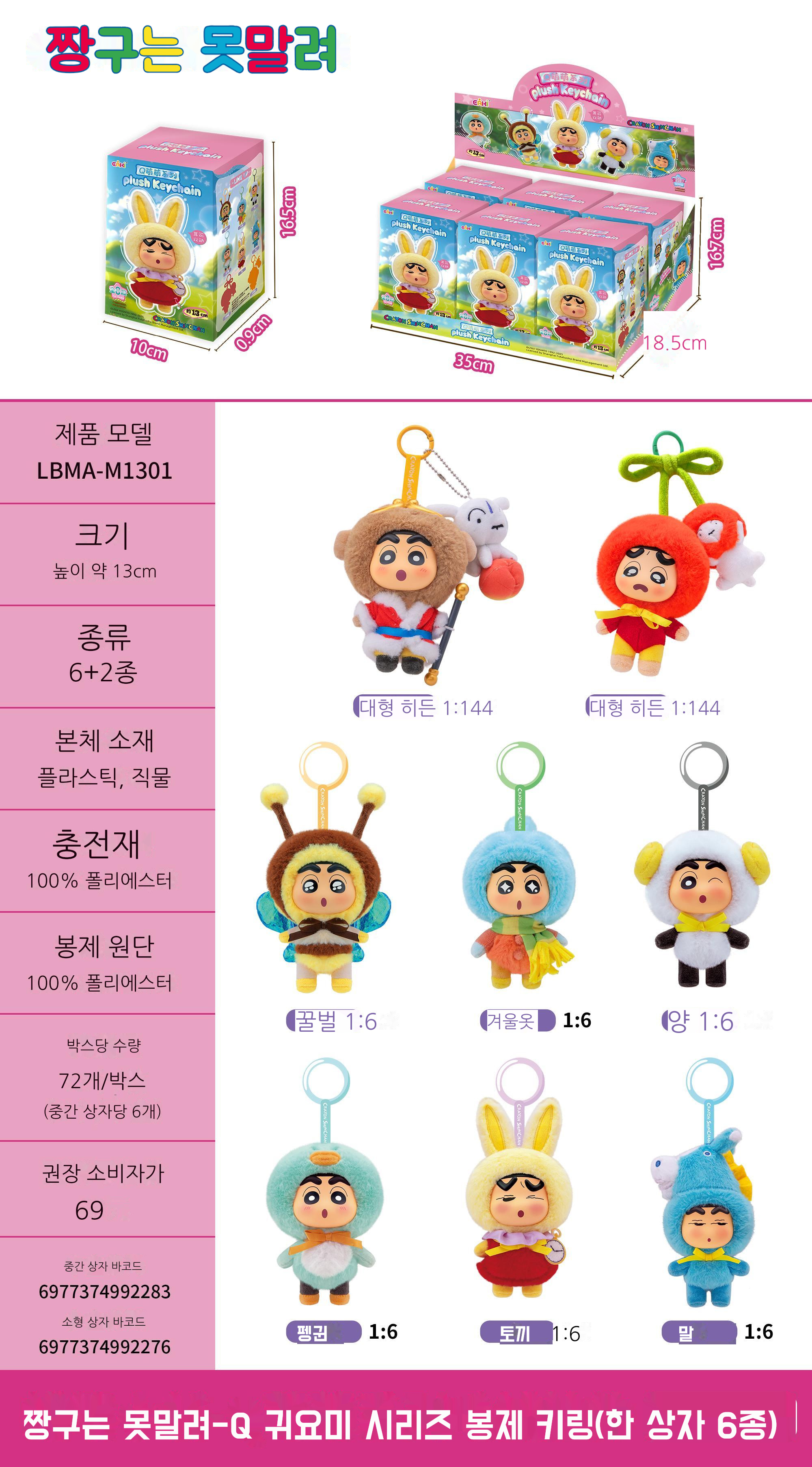짱구는 못말려-Q 귀요미 시리즈 봉제 키링 블라인드 박스 상세 이미지